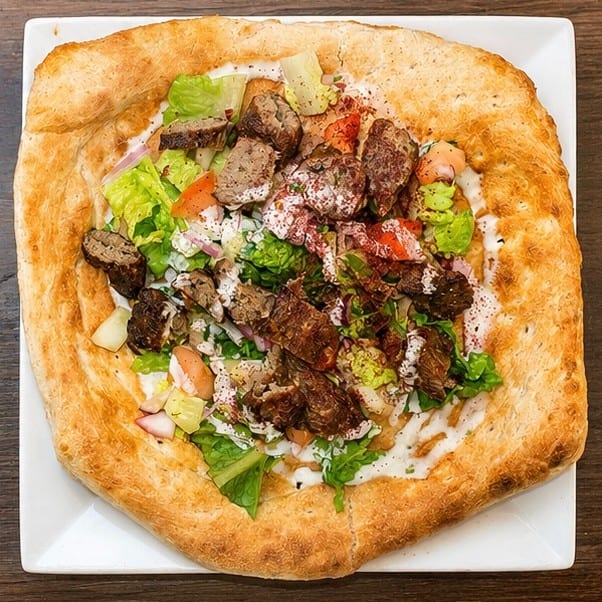 Shami Beef Kabob Sandwich.