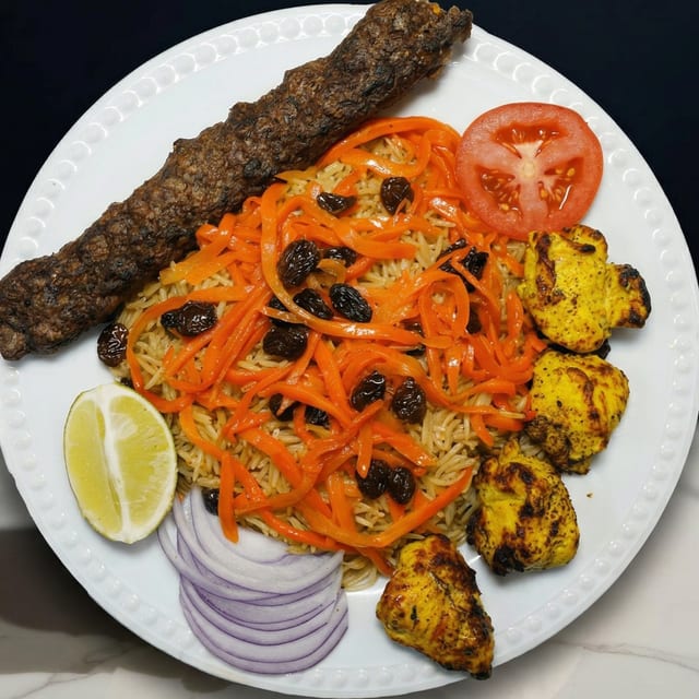 Combo Chicken & Shami Beef Kabob.